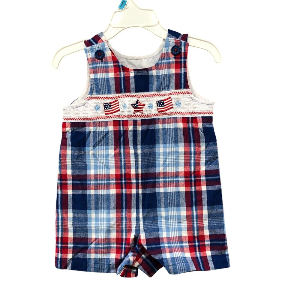 Good Lad Baby 12M Patriotic Romper Red Blue Sleeveless American Flag 4th Of July